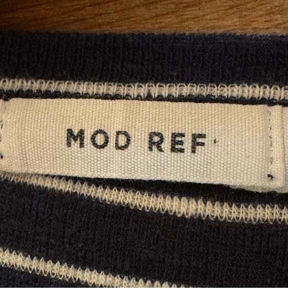 Mod Ref navy blue white short sleeve maxi lounge dress swim cover medium M
 b24 - Picture 2 of 5